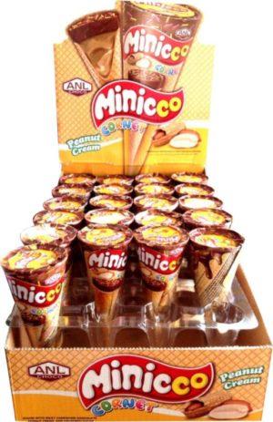 Вафельный рожок Minicco с шоколадным кремом 25 гр 4/24