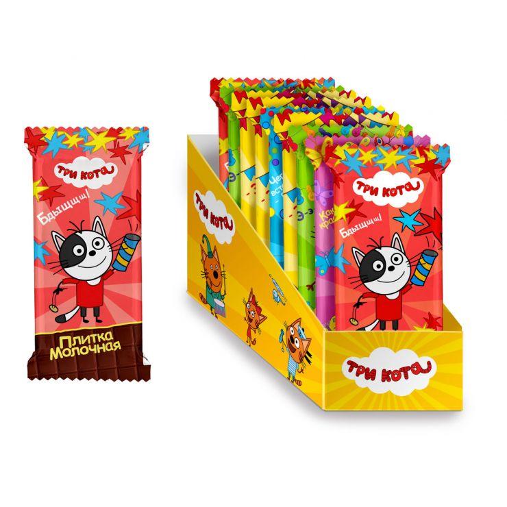 Плитка кондитерская молочная "Три Кота" 90 гр