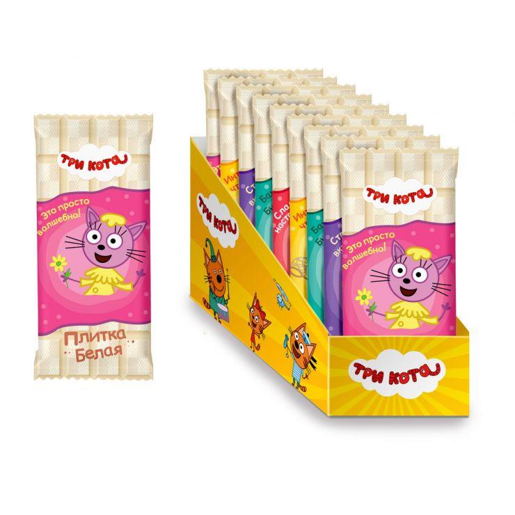 Плитка кондитерская белая "Три Кота" 90 гр