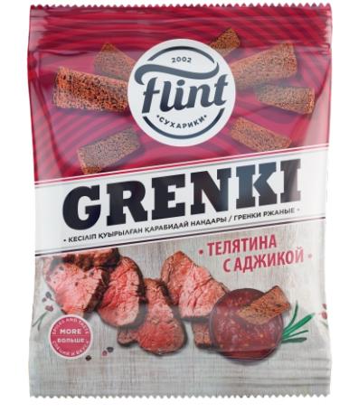 ТМ Флинт гренки ржаные со вкусом телятина с аджикой 110гр. (50шт)
