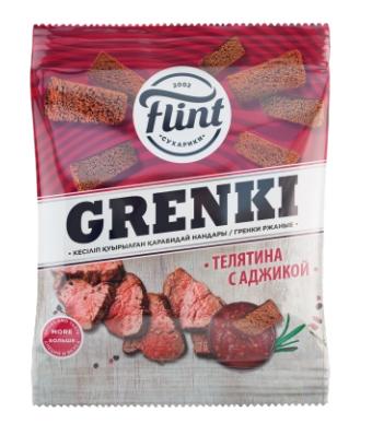 ТМ Флинт гренки ржаные со вкусом телятина с аджикой 70гр./70 шт