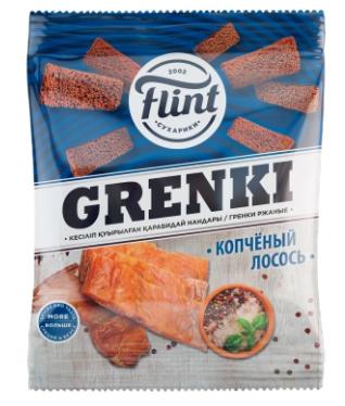 ТМ Флинт Гренки ржаные со вкусом "Копчёный Лосось" 70 гр. (70шт)