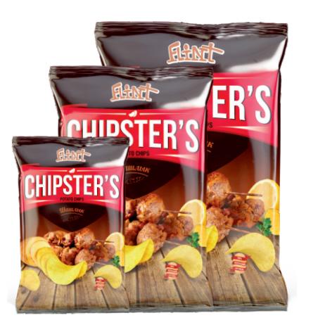 ТМ Flint CHIPSTERS чипсы натуральные со вкусом шашлыка 60гр/15 шт