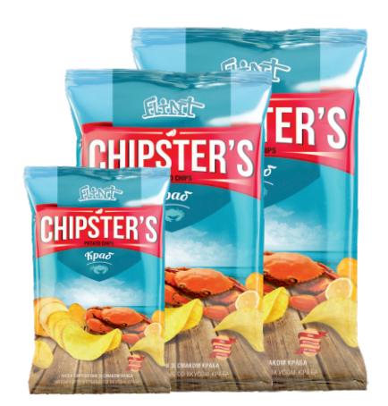 ТМ Flint CHIPSTER'S чипсы натуральные со вкусом краба 60 гр./15 шт