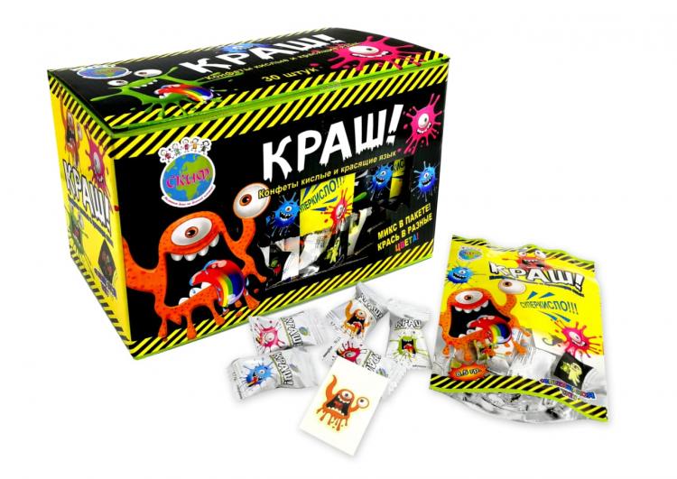 Кислые конфеты,крас.язык+тату Краш 8,5гр.12/30